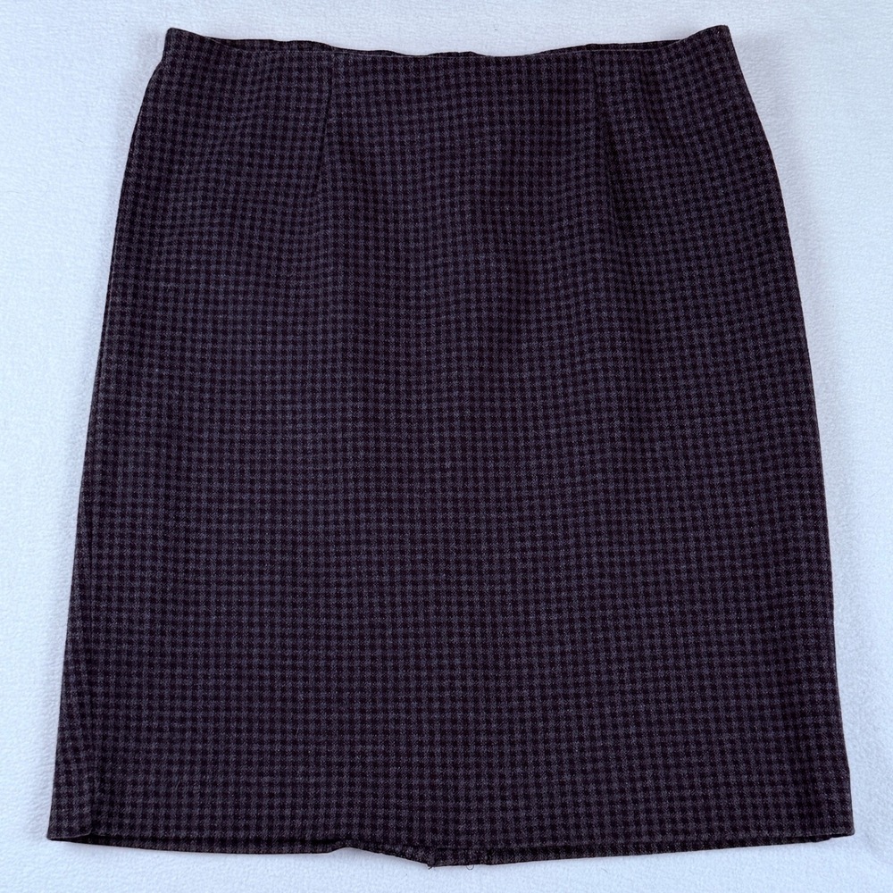 J. Jill Ponte Pencil‎ Skirt Womens Small Petite Grey Houndstooth Preppy Classic